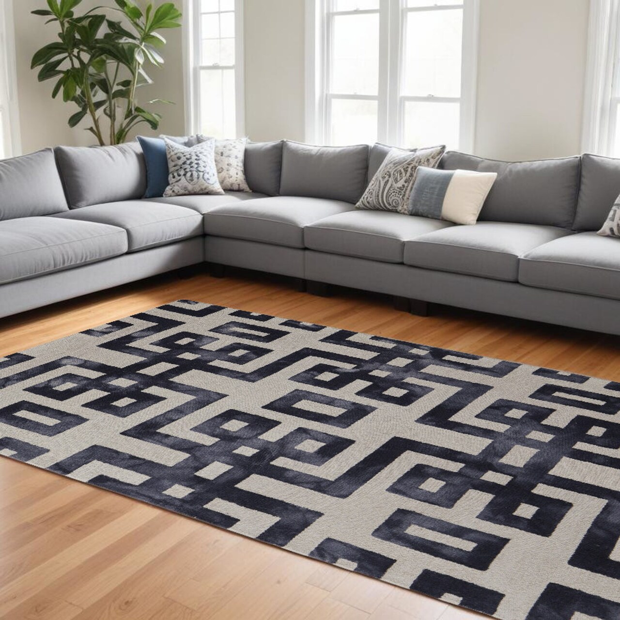 Edge Collections - 8' X 11' - Ivory - Stain-Resistant Handmade Area Rug - 1 Piece